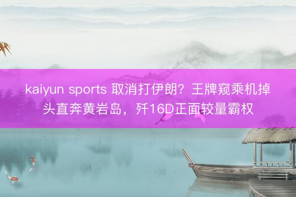 kaiyun sports 取消打伊朗?王牌窥乘机掉头直奔黄岩岛,歼16D正面较量霸权