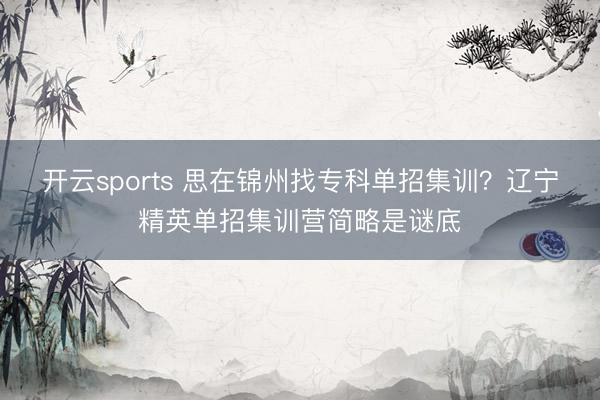 开云sports 思在锦州找专科单招集训?辽宁精英单招集训营简略是谜底